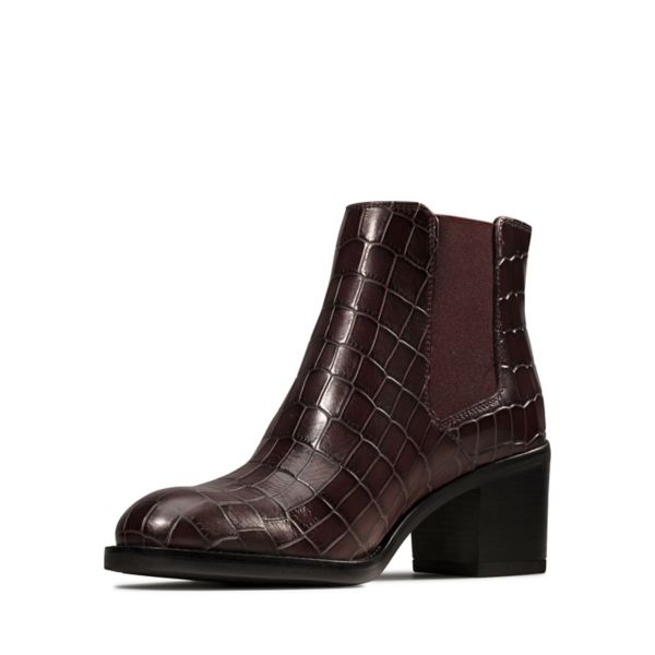 Clarks Womens Mascarpone Bay Ankle Boots Burgundy | UK-4279380